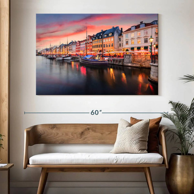 Ravi Nyhavn, canal de Copenhague, H 34 po x l 51 po