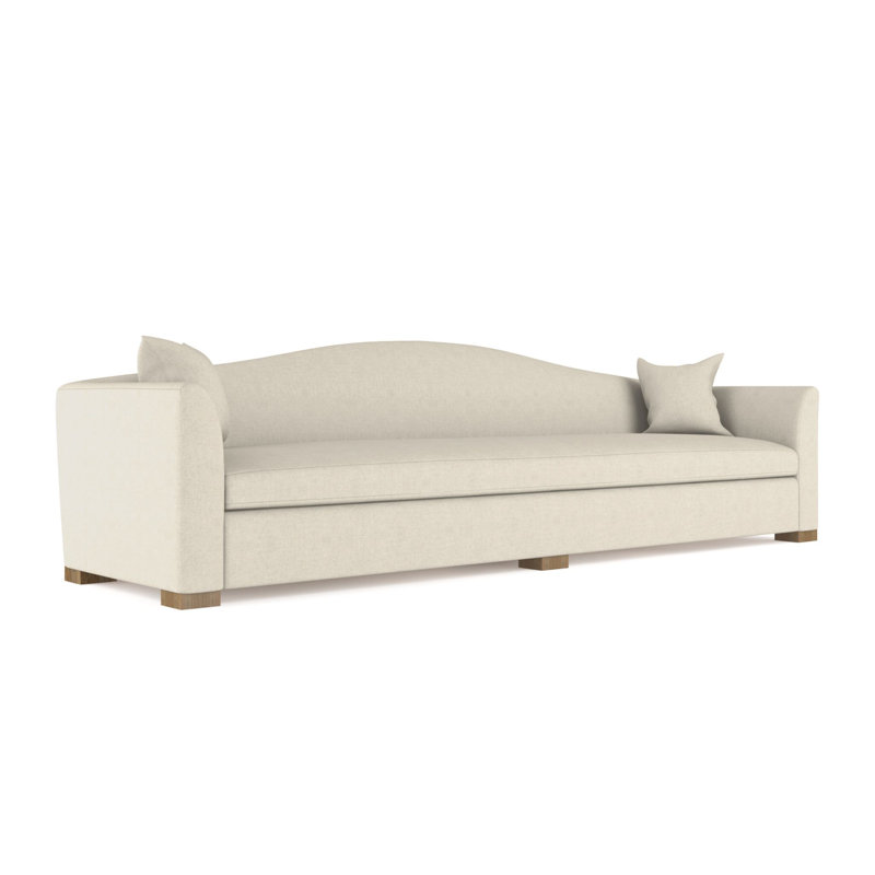 Canapé extra long Horatio Camelback Taper, Huître de lin Box Weave, H 33 po x l 120 po x P 36 po, Patiné