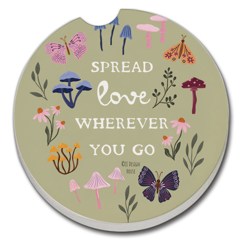 Dakota Fields Spread Love Single Car Coaster for Vehicle Cup Holder
