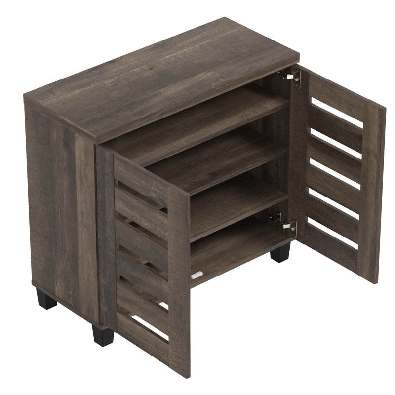 Millan 12 Pair Shoe Storage Cabinet, Dark Dusty Oak