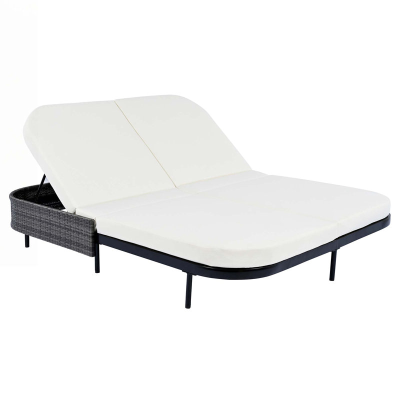 Patio Rattan Daybed with 5-Position Adjustable Backrest and Removable Cushions&Pillows, Black