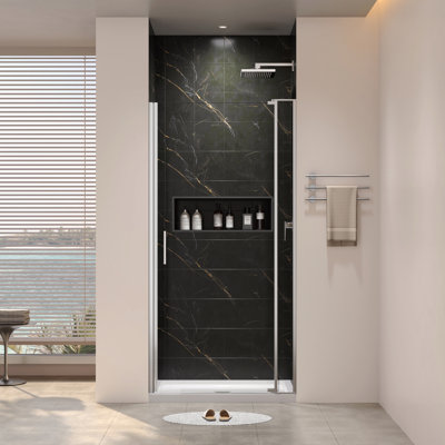 32-36"W X 72"H Left And Right Opening Universal Pivot Shower Door, Open Outside, With 1/4" And 5/16"  Tempered Glass