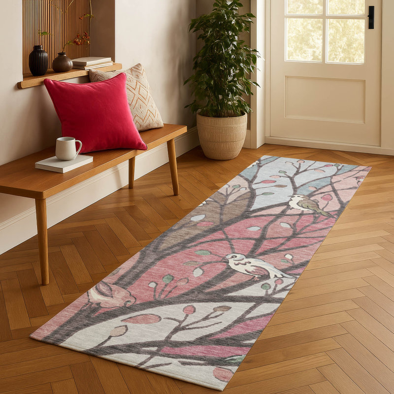 Machine Washable Indoor/Outdoor Chantille ACN2336 Botanical Rug, Runner 2'3" x 7'6"