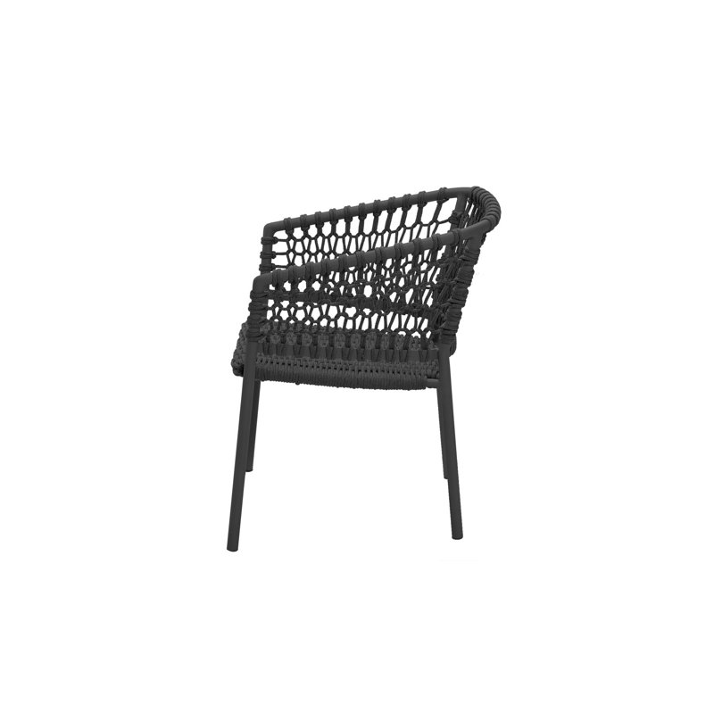 Ocean Wicker Patio Dining Armchair with Cushion, Dark Gray, Dark Gray