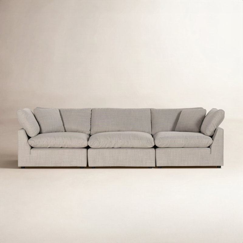 Stevie 124.5" Tuxedo Arm Modular Sofa, Gibson Wheat Performance Weave