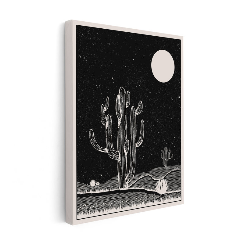 Cactus et lune, Unframed, Canvas, 11"H x 14"W