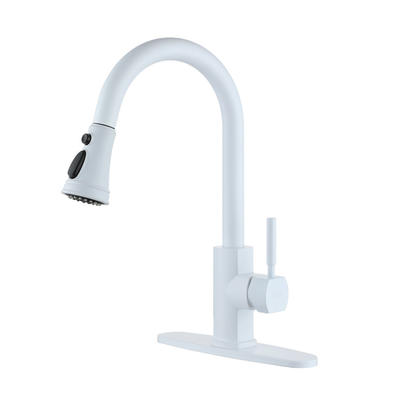 Pull Down Kitchen Faucet, White