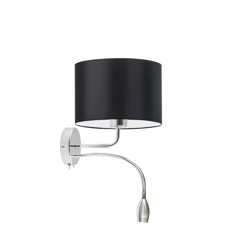 Audery LED Armed Sconce, Chrome, Black