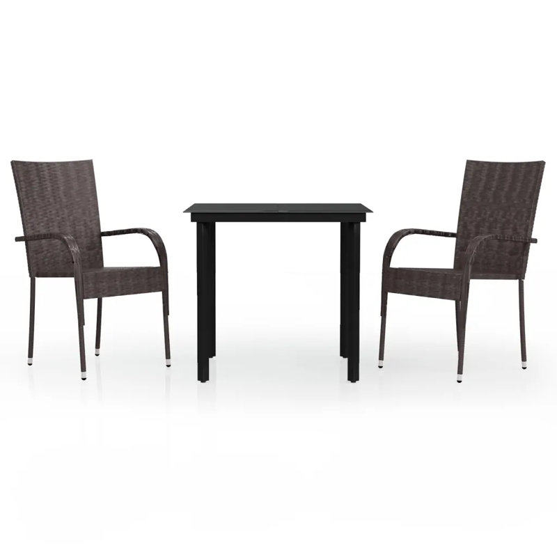 Adonna 2 - Person Wicker Patio Dining Set with Square Table
