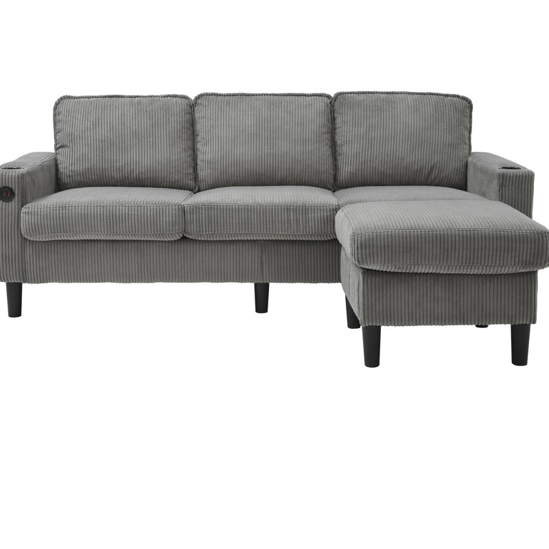 Canapé modulaire 3 places avec rangement et repose-pieds confortable American Design