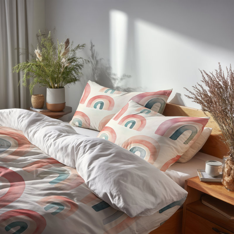 Ensemble de housse de couette Minimal de 3 pour enfants - Ensemble de literie et coussin décoratif, Grand lit