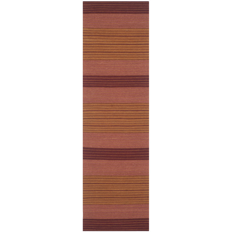 Tapis rayé en laine / coton tissé à la main Cruz, Tapis de couloir 2 pi 3 po x 8 pi