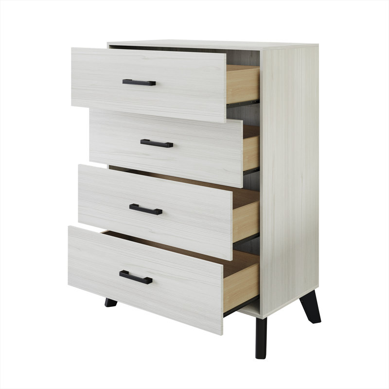 Commode 4 tiroirs Kalonice, Gris clair