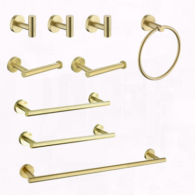 9-Piece Stainless Steel Bathroom Towel Rack Set – Wall Mount