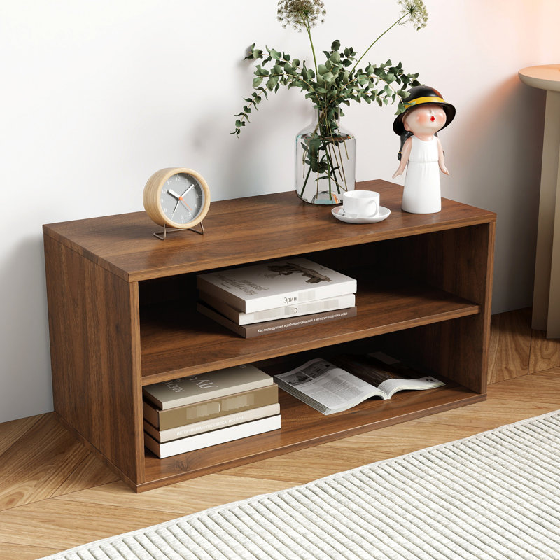 Rangement monté empilable - armoire de 28,96 x 13,64 x 14,03 pouces, idéale pour l'organisation à la maison, les livres de magasin, les vêtements, les souvenirs, les cadres photos, la teinte noyer, le panneau de particules et le matériau fixé au cabinet