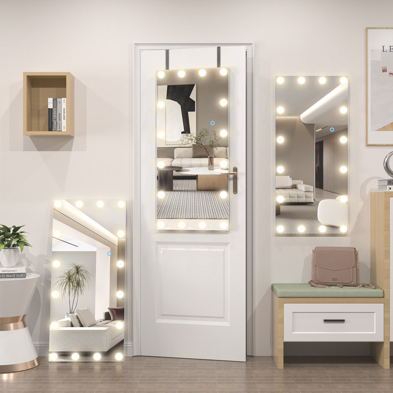 Charleyne Metal Rectangle Floor Mirror, White