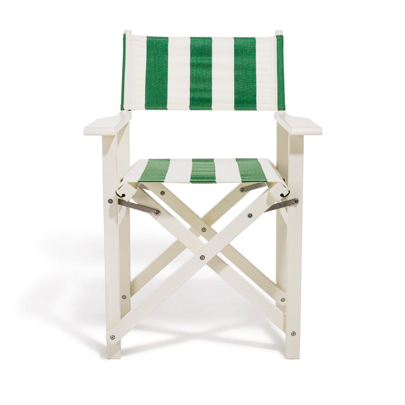 Directors Chair Table, Green/White Striped/White