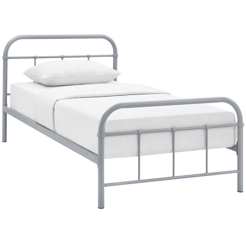 Structure de lit en acier inoxydable Maisie par Modway, Gris, Simple