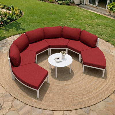 Ensemble de conversation de patio en aluminium 7 pièces avec table 7 pièces