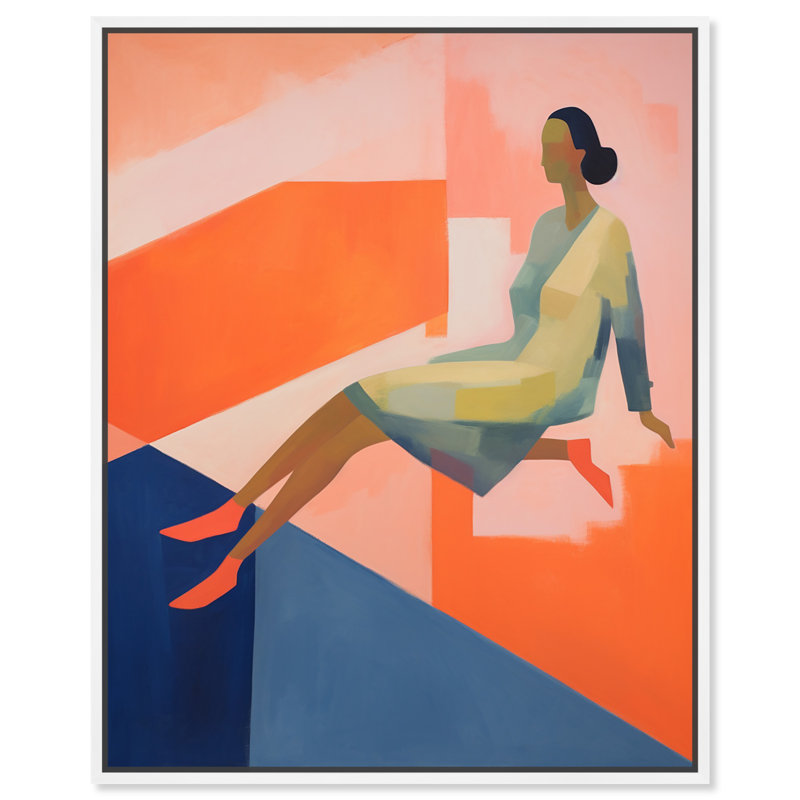 «Woman In Flight», impressions sur toile sur le thème de l'été par Art Remedy, Cadre blanc, H 46 po x l 37 po