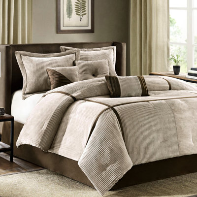 Grand édredon en velours côtelé Taupe - Doux et confortable pour un confort élégant