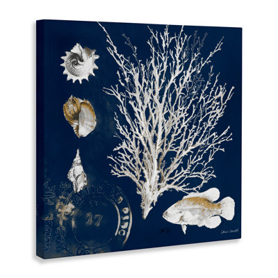 Coral Medley on Navy Canvas, design by Lanie Loreth