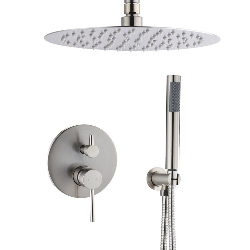Modern Shower System With 10 Inch Head And Handheld In Brushed Nickel Portable