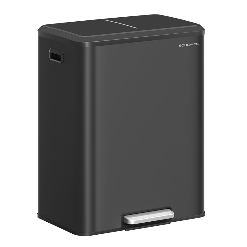 Poubelle de cuisine, poubelle double 2 x 8 gallons (2 x 30 L), couvercle à fermeture en douceur, Noir