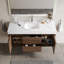 Comptoir de meuble-lavabo à simple cuve en pierre frittée 48 po x 19 po avec lavabo en céramique intégré, comptoir de salle de bain moderne pré-percé, lavabo en céramique encastré-132713008