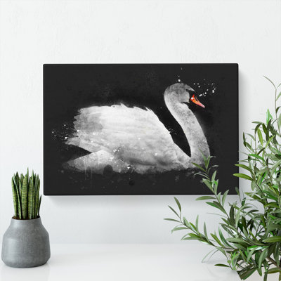 White Swan Swimming - Wrapped Canvas Print