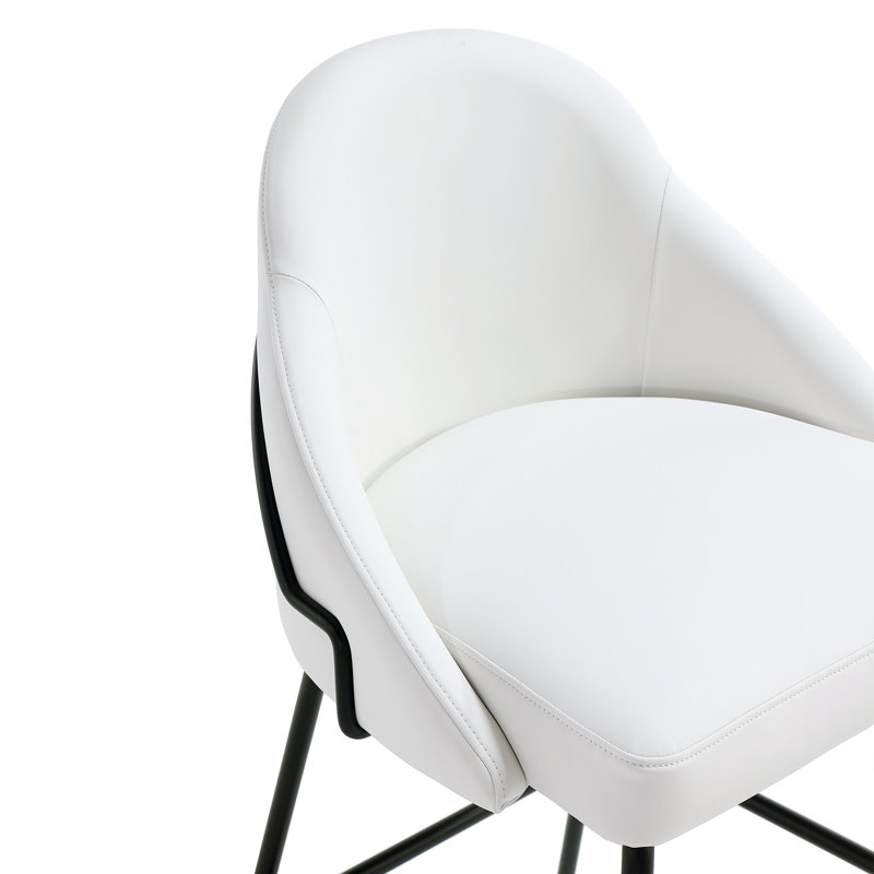 Gracie Modern Vegan Leather Upholstered Steel Counter Stool in White and Black, Counter Stool (26" Seat Height)