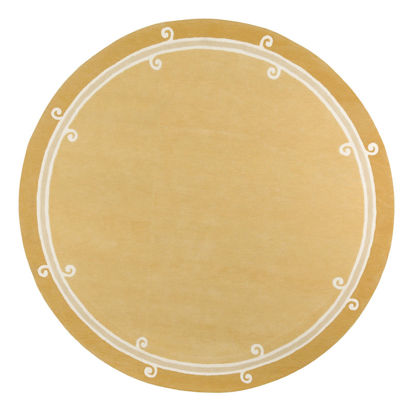 Syracuse Hand Tufted Wool Area Rug in Yellow, Round 8'2"