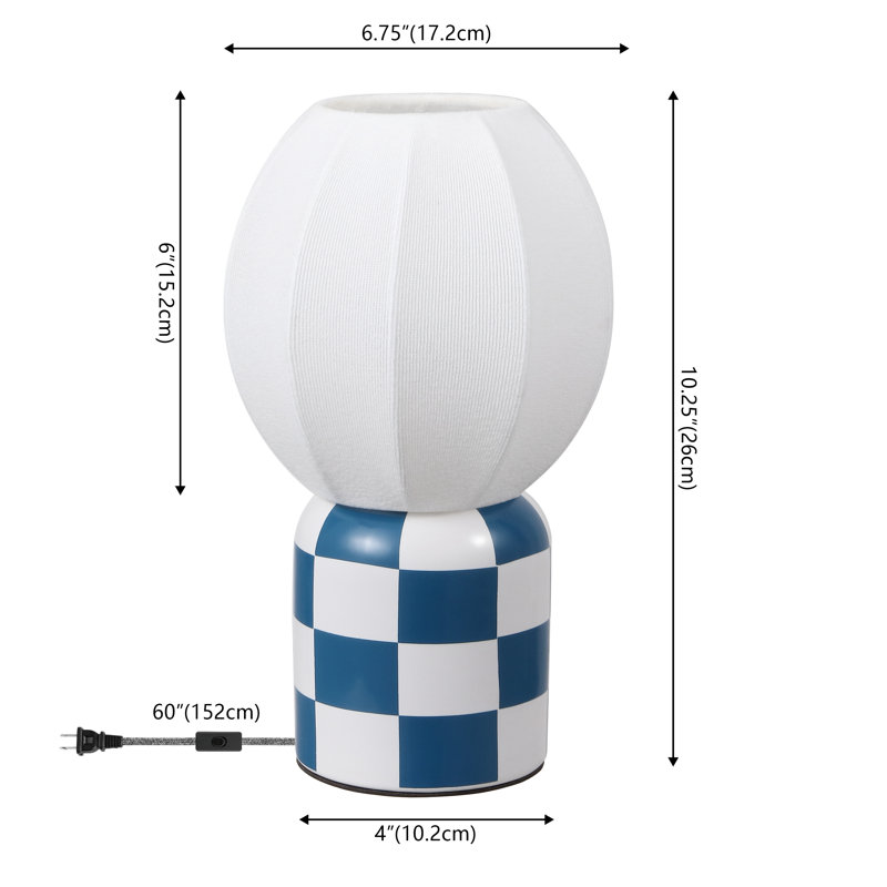 Mini lampe de table DEL Valarie, Bleu marine/blanc