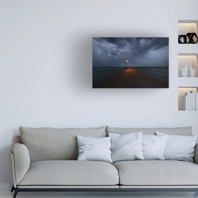 Wrapped Canvas Wall Art - Lincoln Harrison 'Glenerg Jetty 2' Wall Art for Living Room, Bedroom, or Office Décor  - 12x19