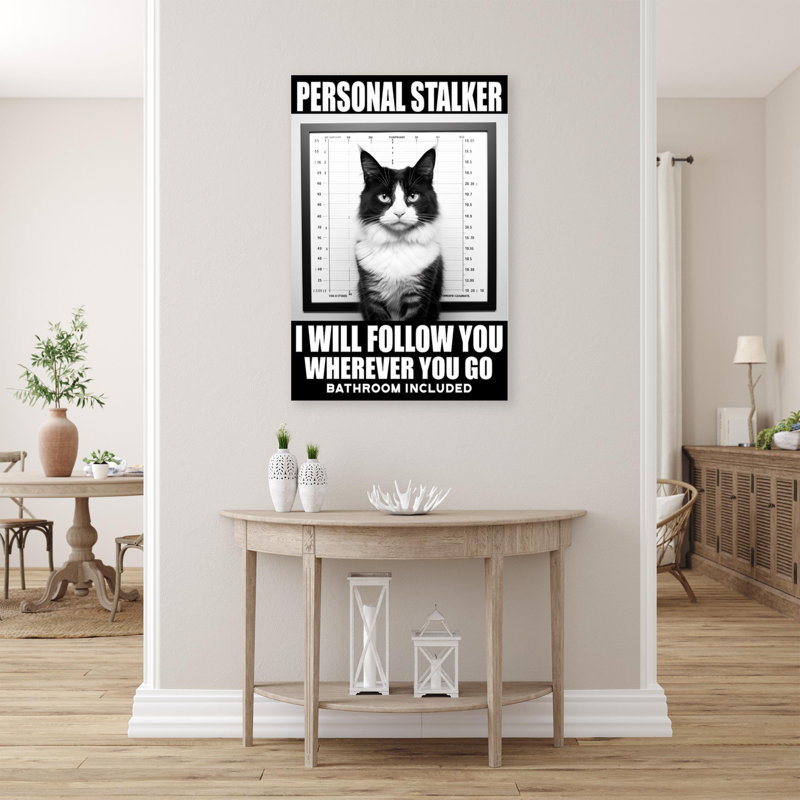 «Tuxedo Cat Personal Stalker», reproduction d'art graphique sur toile tendue, L 11 po x H 14 po