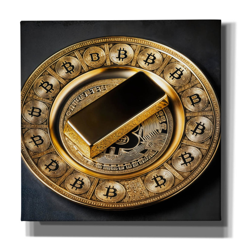  «Bitcoin Gold» par Rey Klimt, art mural sur toile, 37 po x 37 po