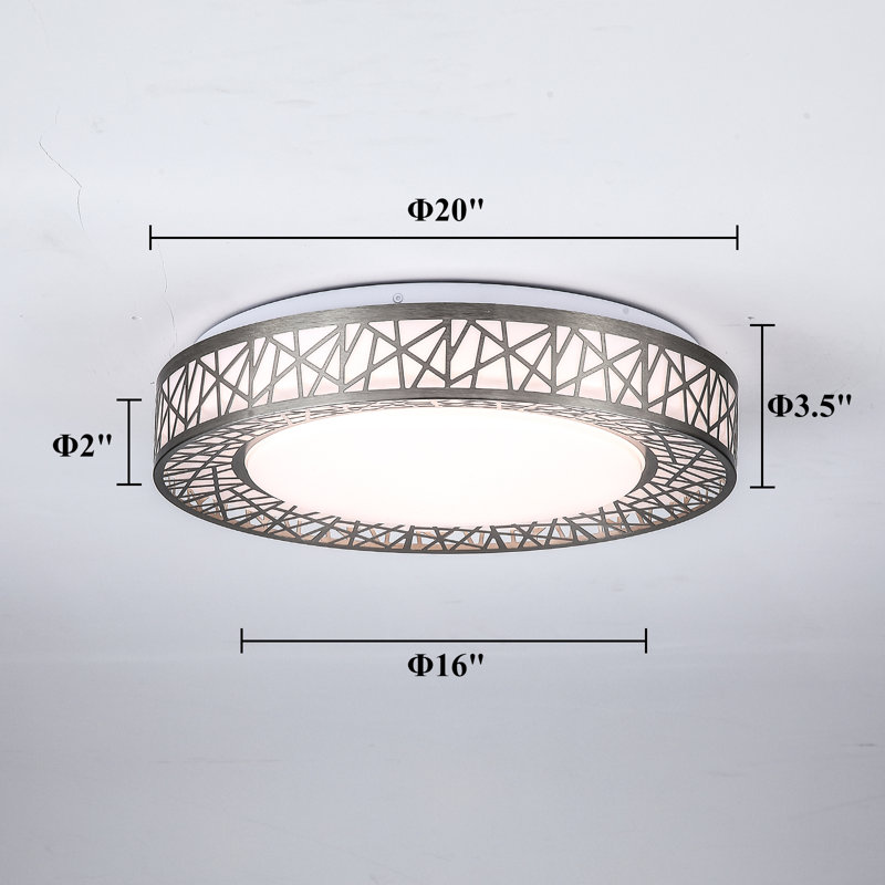Chic Iron Bird's Nest LED Ceiling Light 5-Class Dimmble, 3.5" H x 20" W x 20" D, Brushed Nickel