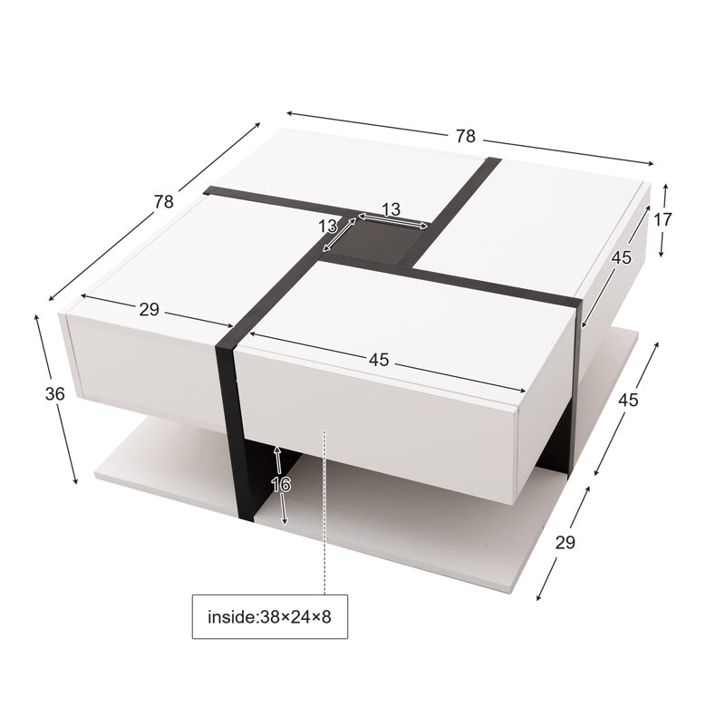 Coffee Table with Storage, White