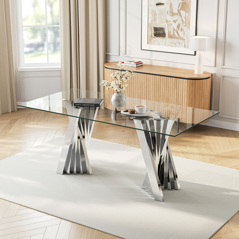 Table de salle à manger 70,08 po, Argent argent