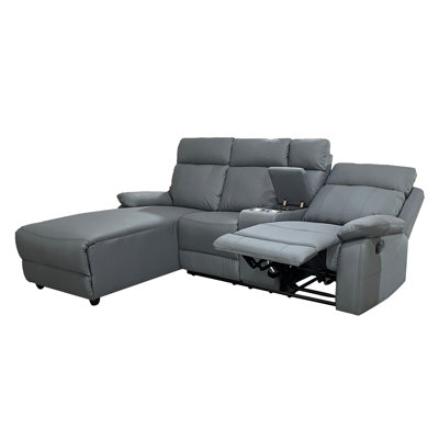 DS Living Home Furniture 3 Seater Leather Match Reclining Sofa & Chaise