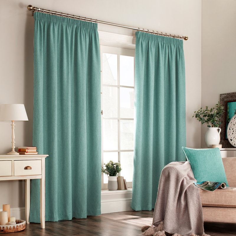 Room Darkening Curtain Pair, 168 W x 229 D cm, Marine Blue