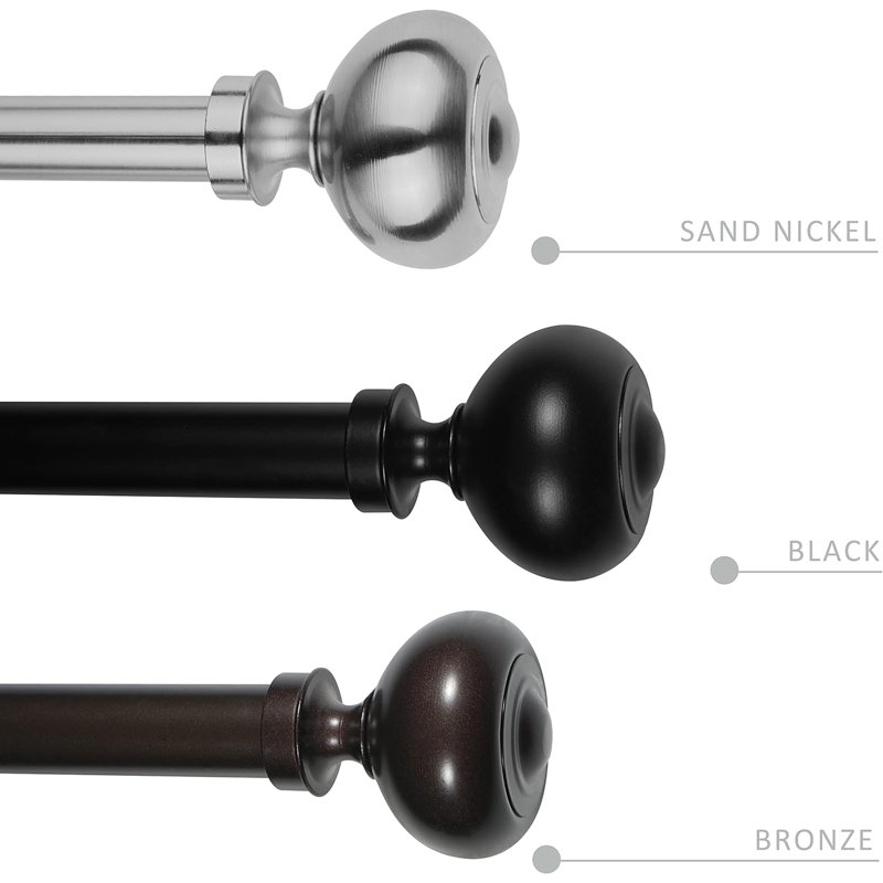 Tringle à rideaux double Nicarete, 84” – 120”, Nickel sablé