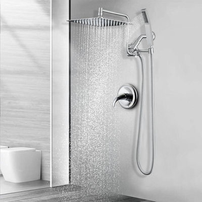 10 Inch Rainfall Shower Head with Handheld Shower Combo with 12 inch Adjustable Extension Arm