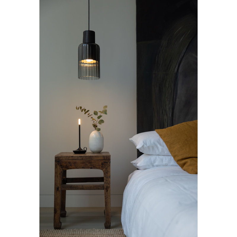 Candle-Inspired Portable Rechargeable Lamp - Wick, Black, 10.2" H x 4.7" W x 4.7" D