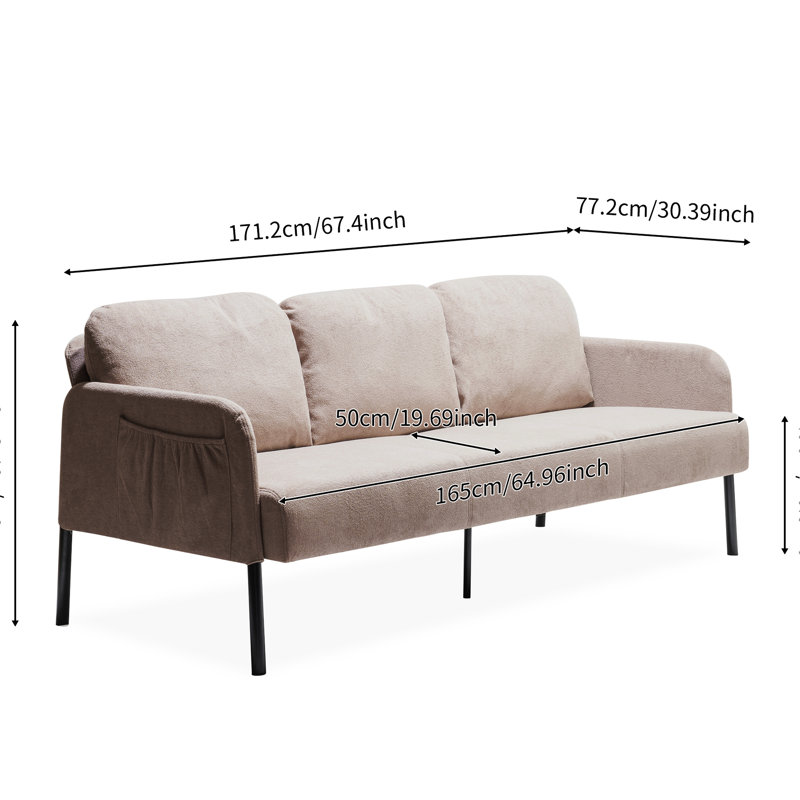 Canapé 3 places beige - doux et résistant pour les petits salons, Beige