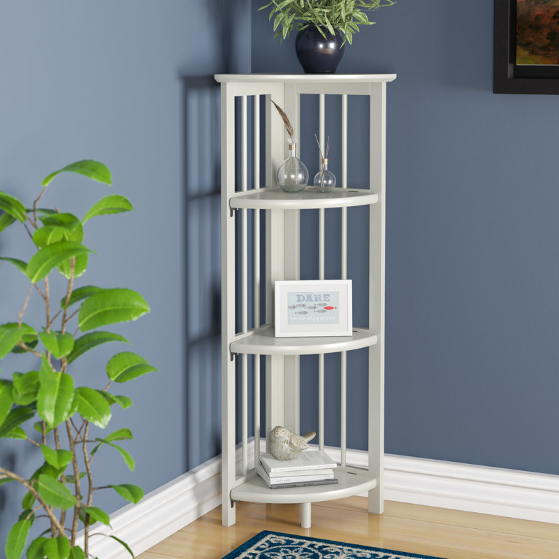 Duerr Corner Bookcase, White, 38.8" H x 12.5" W x 11.5" D