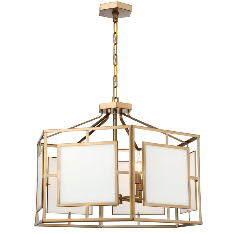 Lustre lanterne 6 lumières Charliène, Doré