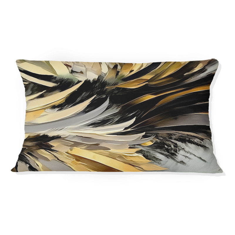 Dreams Of Abundance Black And Gold II - Abstract Painting Printed Throw Pillow