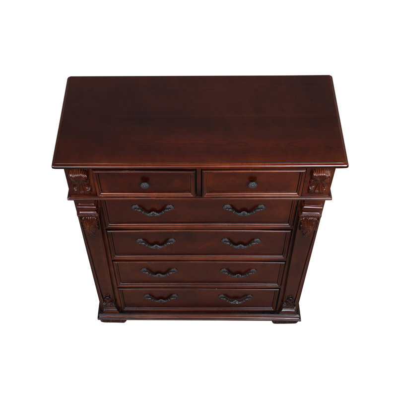 Commode 6 tiroirs Lyndon, cerise