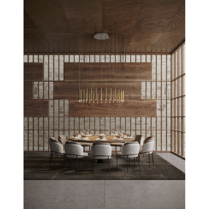 Bover Candle 6-Light Matte Gold LED Pendant with Glass Accents